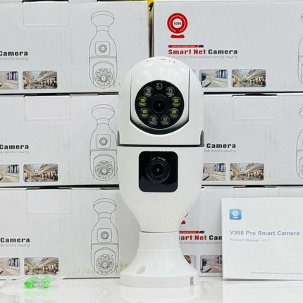 V380 Smart Net WiFi Dual Lens 1080P Security Camera | 360° Panoramic Night Vision Bulb CCTV for Home & Office