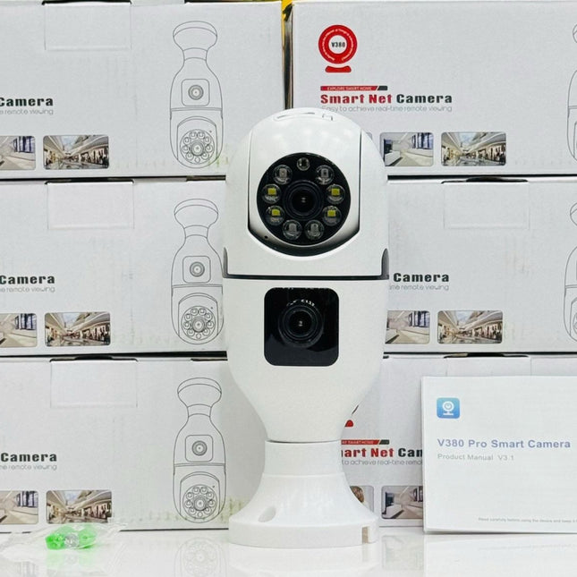 V380 Smart Net WiFi Dual Lens 1080P Security Camera | 360° Panoramic Night Vision Bulb CCTV for Home & Office