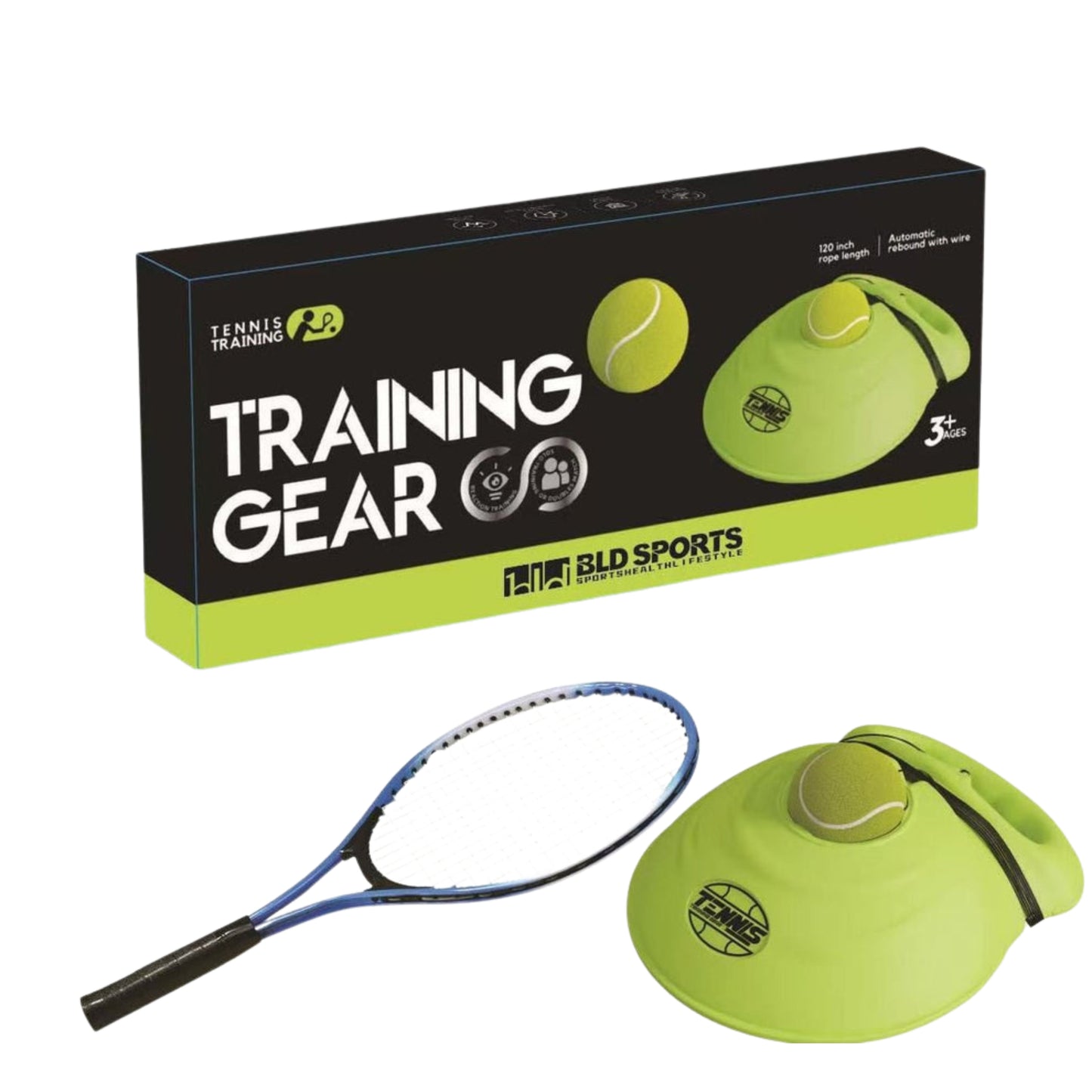 Tennis Training Gear for Kids & Beginners – Solo Practice Rebound Trainer with Racket, Ball & 400 cm Rope