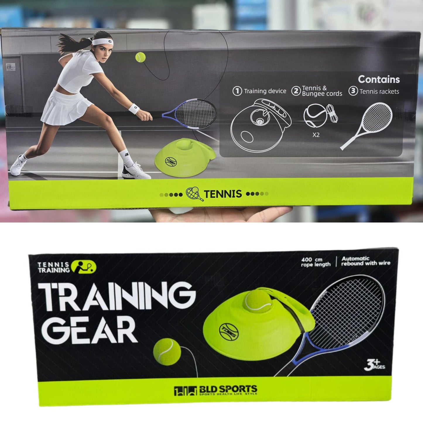 Tennis Training Gear for Kids & Beginners – Solo Practice Rebound Trainer with Racket, Ball & 400 cm Rope