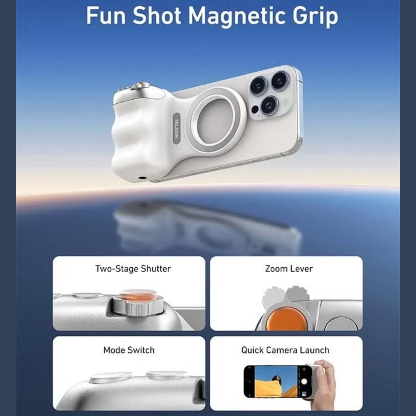 TELESIN Fun Shot Magnetic Grip 2 with Wireless Remote