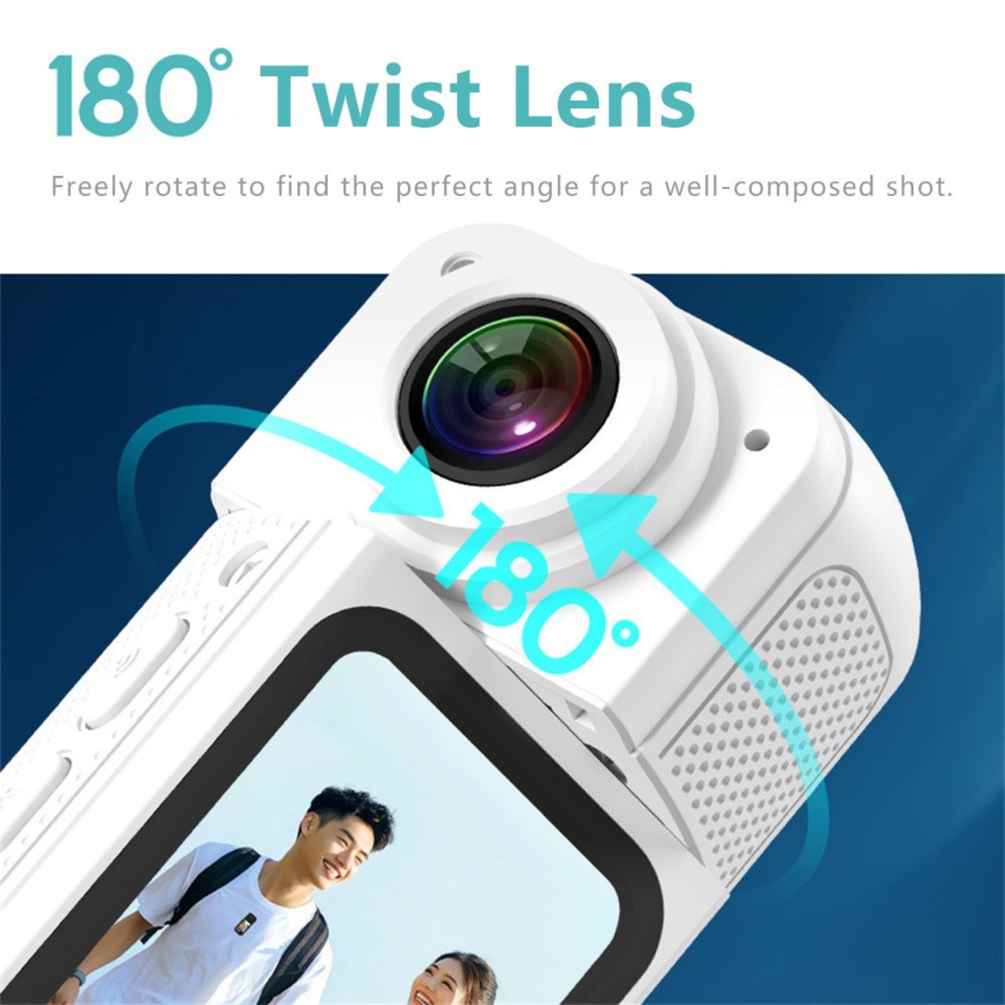 Thumb Action Camera 2.7K HD | 180° Rotating Lens | WiFi DV Mini Sports & Vlogging Camera with Magnetic Mount