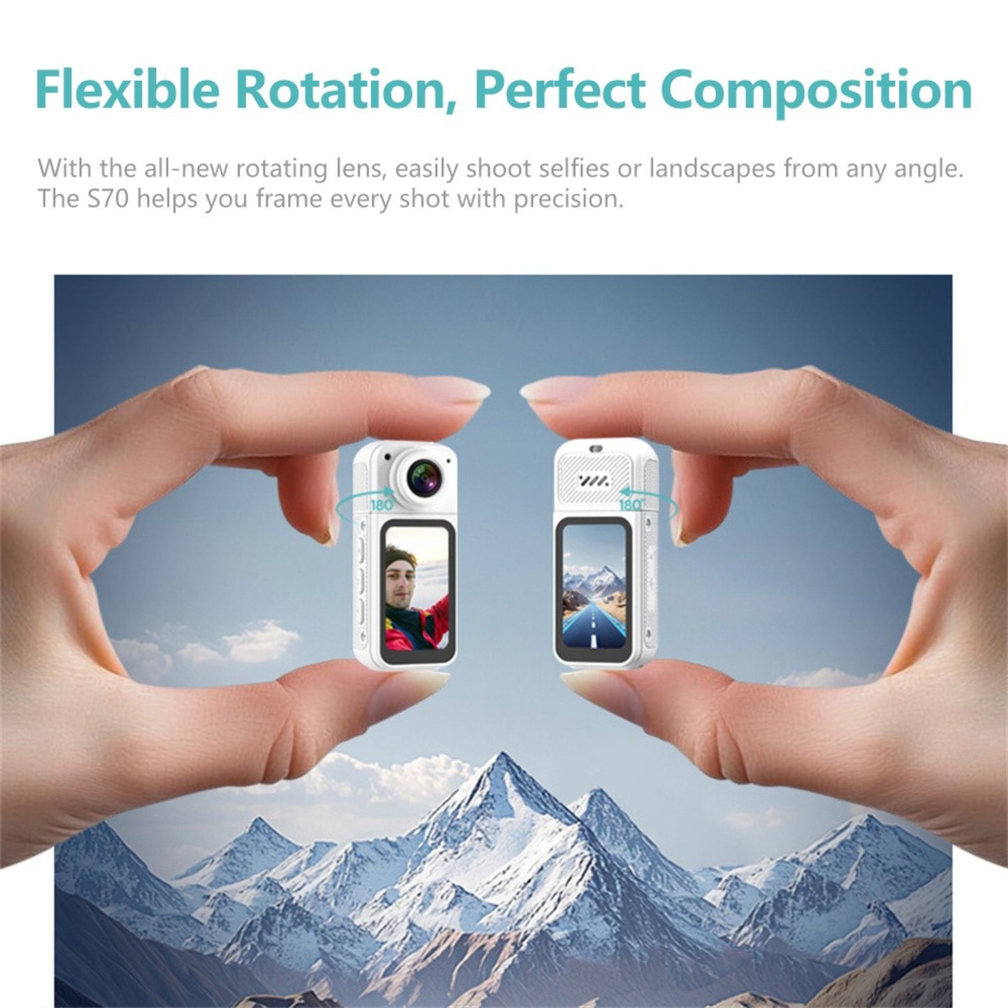 Thumb Action Camera 2.7K HD | 180° Rotating Lens | WiFi DV Mini Sports & Vlogging Camera with Magnetic Mount