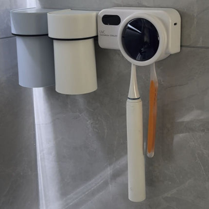 Smart UV Toothbrush Sterilizer with Quick Drying Fan & Automatic Toothpaste Dispenser | Wall Mounted Toothbrush Holder with Digital Display & Rechargeable Battery