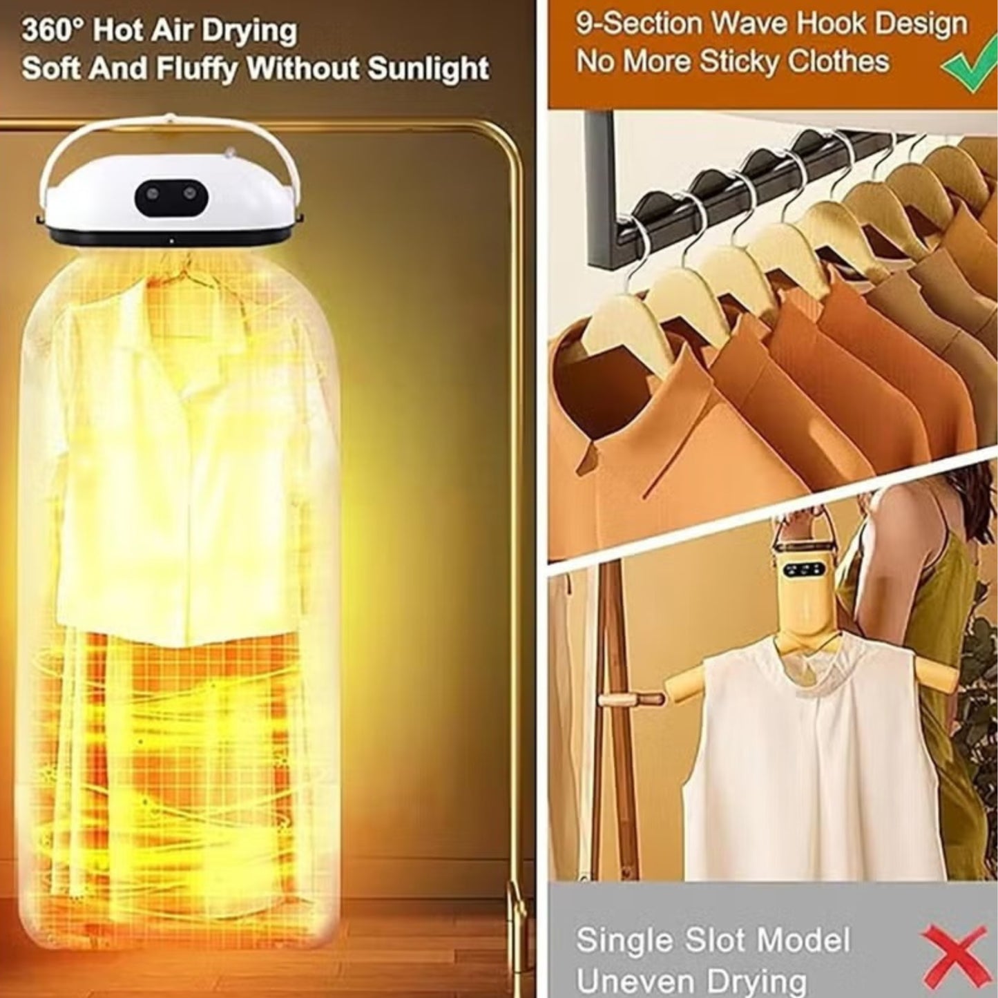 Folding Clothes Dryer AM-400 | Portable Folding Dryer for Home, Apartment, RV & Travel | Quick-Dry Mini Dryer Machine for Light Clothes, Underwear & Baby Wear