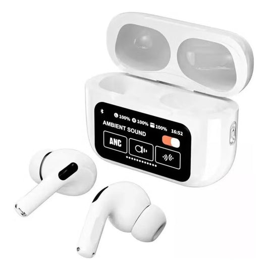 A9 Pro AirPods | ANC/ENC Double Dark Noise Reduction Touch Control Bluetooth Earbuds with LCD Display