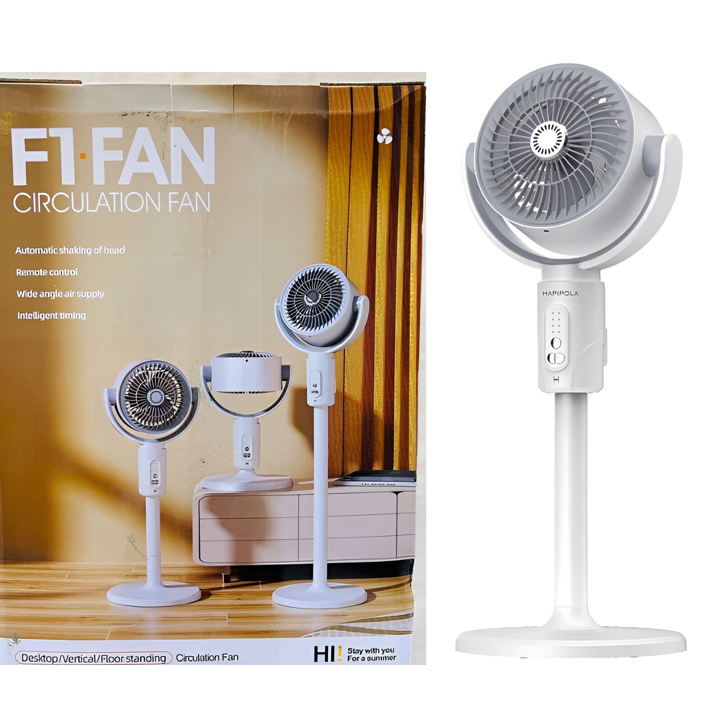 F1 3-in-1 Rechargeable Air Circulation Fan – Remote Control, Adjustable Speed, Intelligent Timing, Wide Angle Air Supply