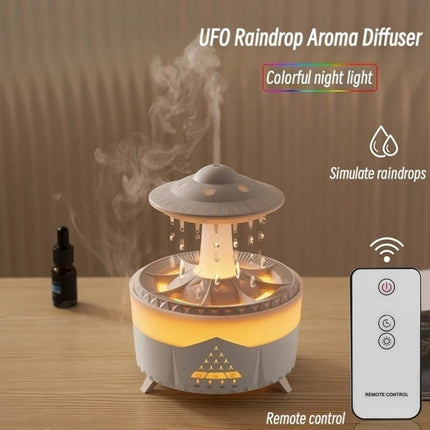 UFO Raindrop Aroma Diffuser | Raindrop Humidifier with Colorful Lights, Remote Control & Timer | Aromatherapy Essential Oil Diffuser