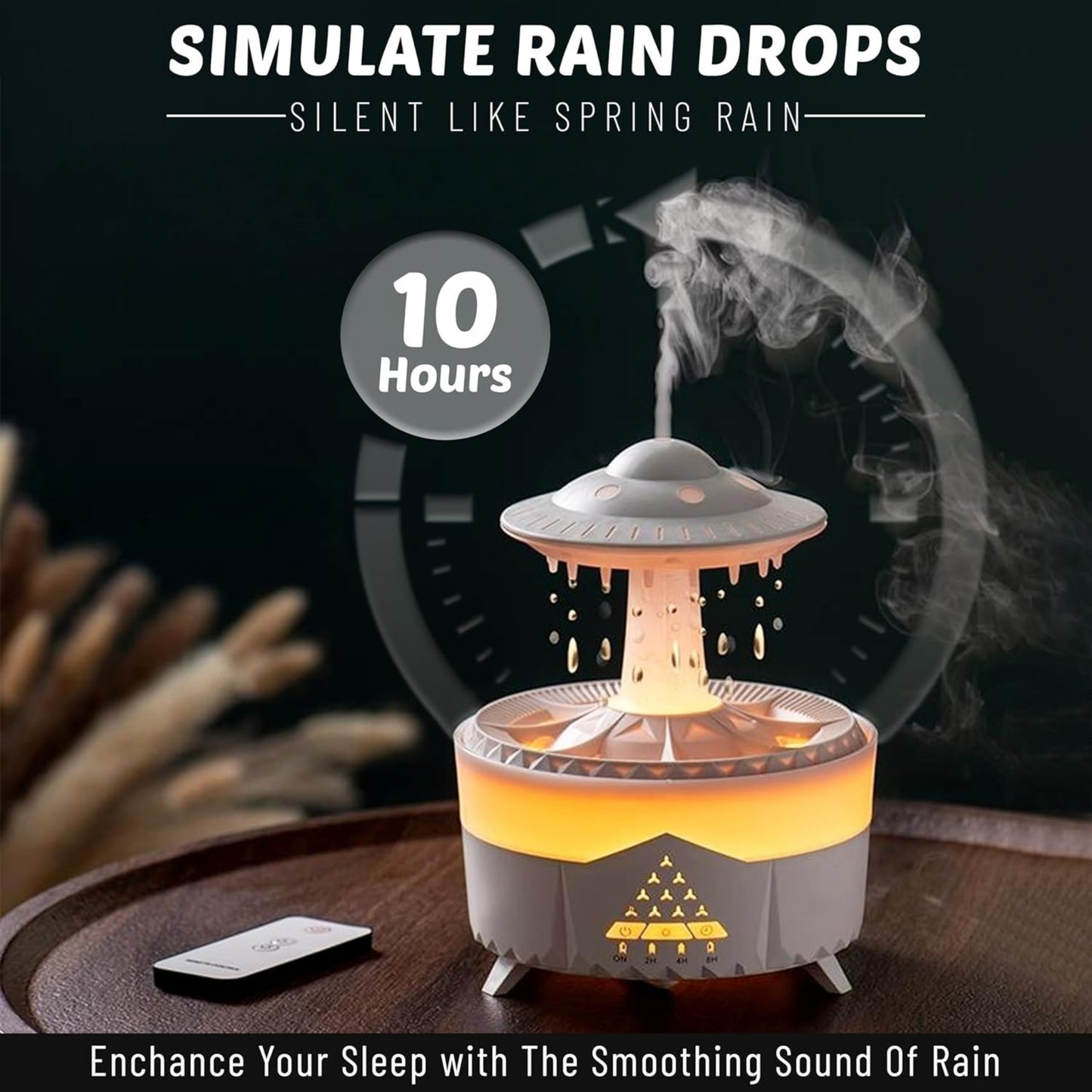 UFO Raindrop Aroma Diffuser | Raindrop Humidifier with Colorful Lights, Remote Control & Timer | Aromatherapy Essential Oil Diffuser