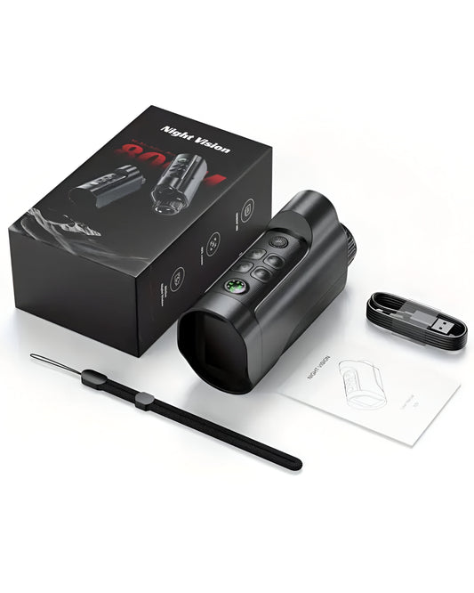 Night Vision Camera with 10x Digital Zoom & Red Dot Sight – 800M Range, Starlight Sensor, Day/Night Use, Photo & Video Capture