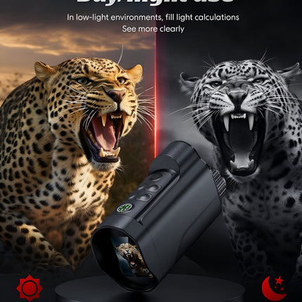 Night Vision Camera with 10x Digital Zoom & Red Dot Sight – 800M Range, Starlight Sensor, Day/Night Use, Photo & Video Capture