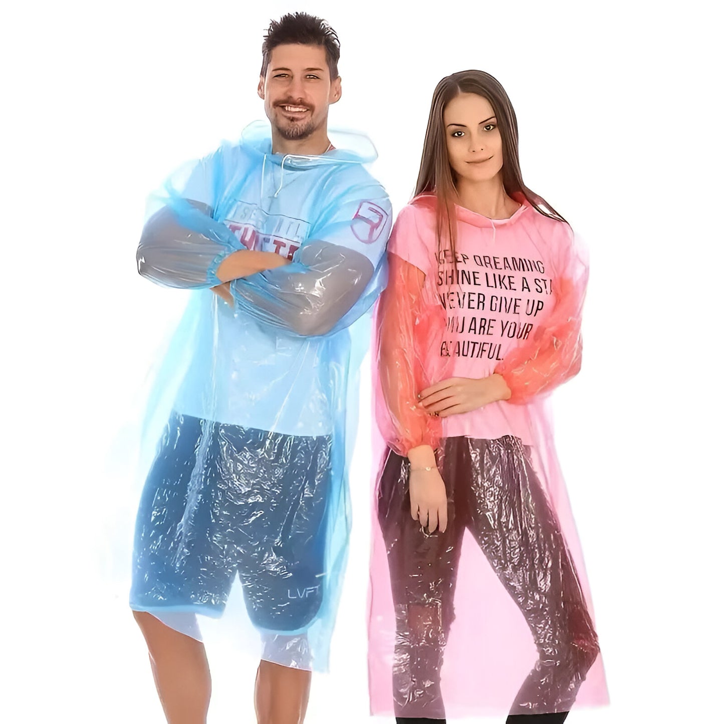 7 Colour Pack Of Disposable Rain Ponchos with Drawstring Hood – Waterproof Emergency Raincoats for Adults – Portable, Lightweight & Eco-Friendly