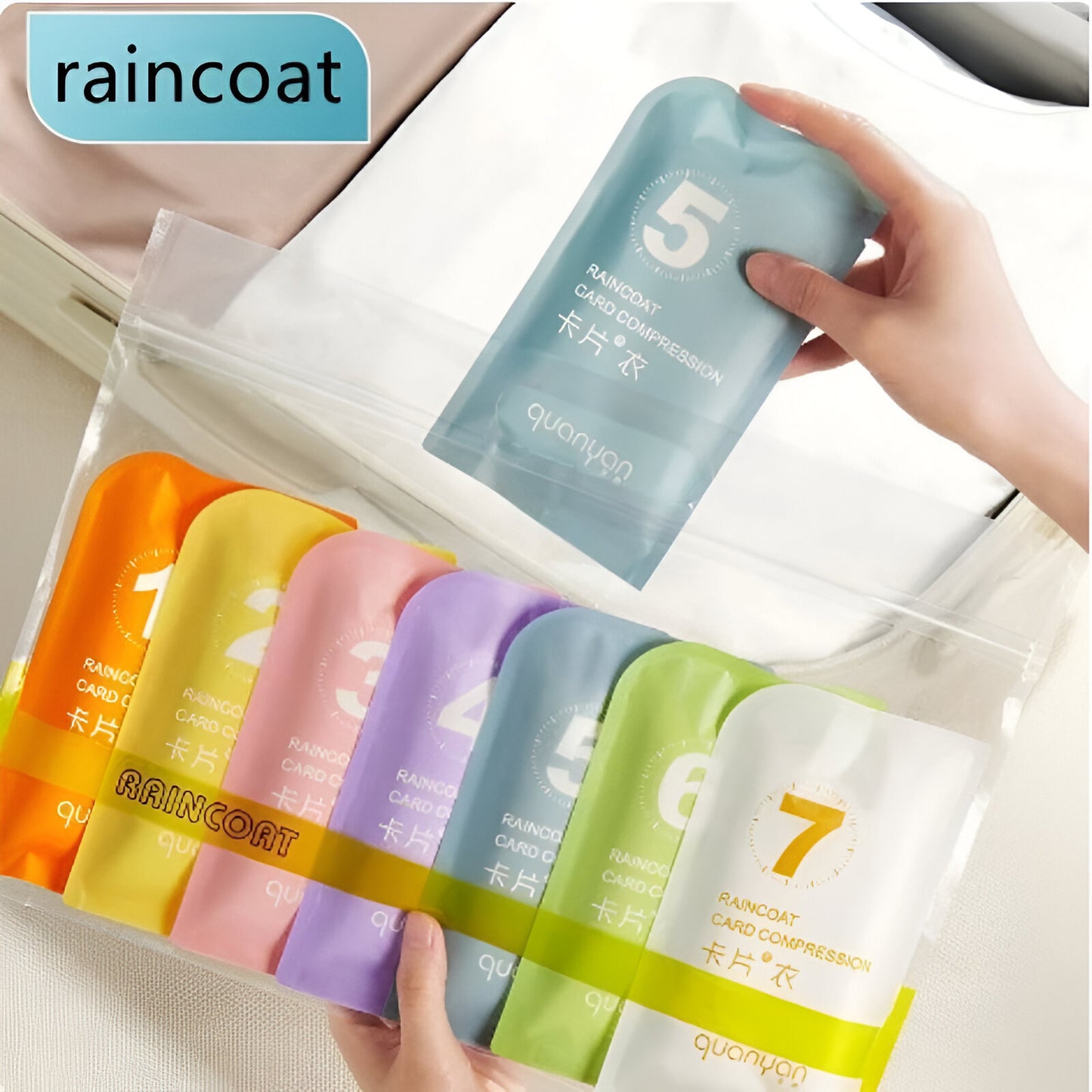 7 Colour Pack Of Disposable Rain Ponchos with Drawstring Hood – Waterproof Emergency Raincoats for Adults – Portable, Lightweight & Eco-Friendly