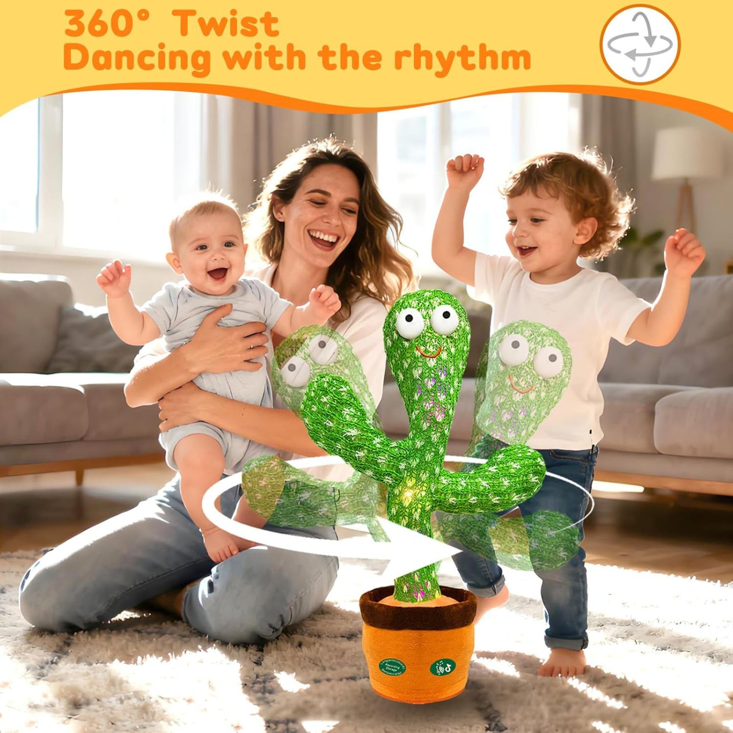 Dancing Cactus Talking Toy – Singing, Mimicry & Recording Plush Toy with Lights | Funny Interactive Educational Toy for Kids