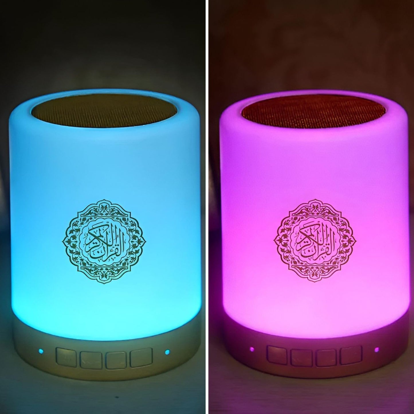 SQ-112 Touch Lamp Portable Quran Speaker – 4-in-1 Bluetooth Quran Speaker with 7-Color LED Light, Remote & APP Control, 18 Reciters & 16 Translations