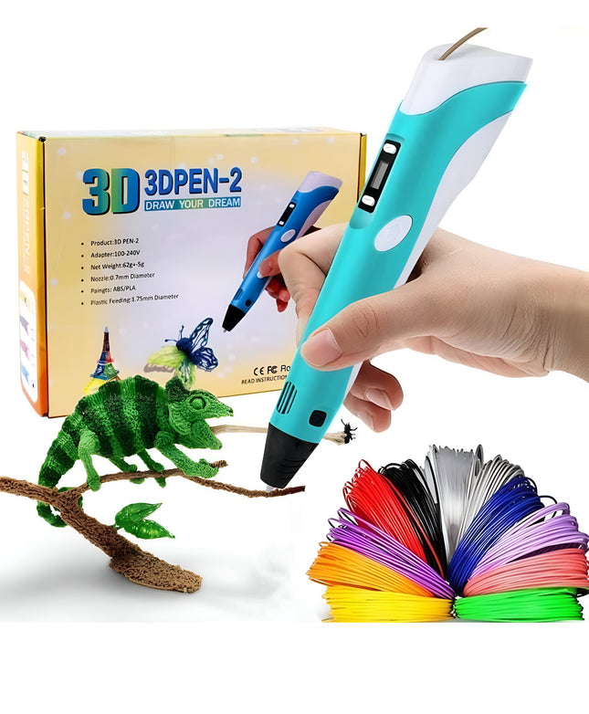 3D Pen for Kids & Adults – Stepless Speed, LCD Display, Safe Nozzle, with PLA Filaments & Accessories