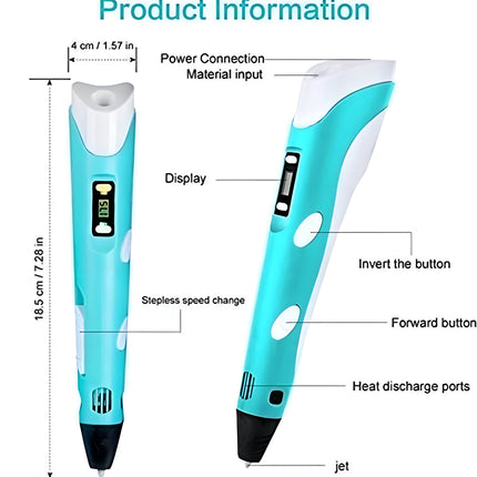 3D Pen for Kids & Adults – Stepless Speed, LCD Display, Safe Nozzle, with PLA Filaments & Accessories