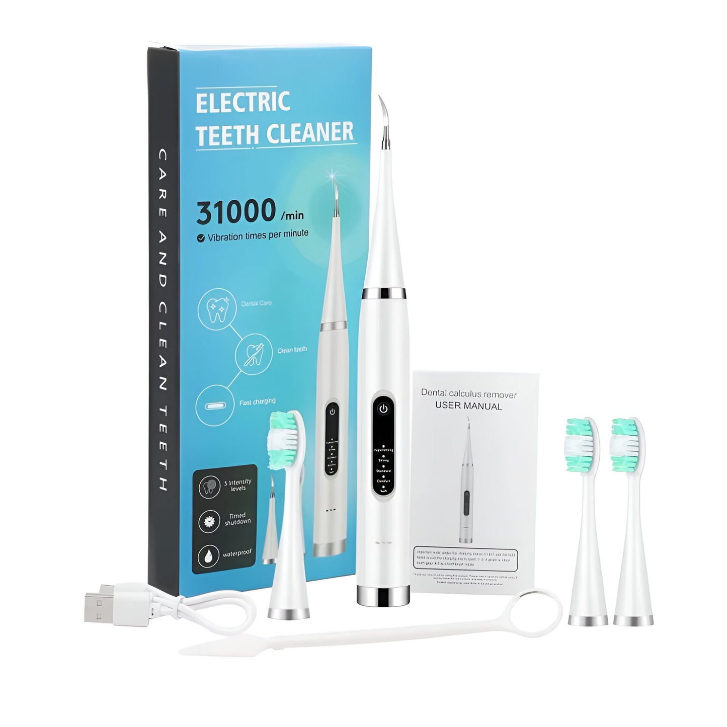 Electric Teeth Cleaner & Extra Soft Toothbrush – 5 Modes, USB Rechargeable, Waterproof Dental Scaler Kit