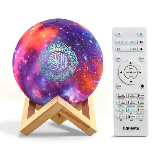 Equantu Star Lamp Qur’an Speaker QB512 – 7-Color Galaxy Moon Lamp with 18 Reciters, 14 Translations, Bluetooth, APP & Remote Control