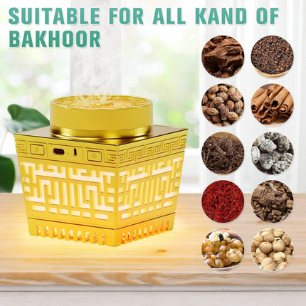 HONTON SQ-209P Portable Electric Incense Bakhoor Burner with Complete Holy Quran | Bluetooth Speaker, Azan Reminder, Remote Control & LED Light