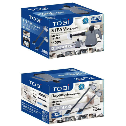 TOBI TB-967 Portable Steam Cleaner 1500W | Deluxe 15-in-1 Multi-Surface Cleaning Machine with Accessories
