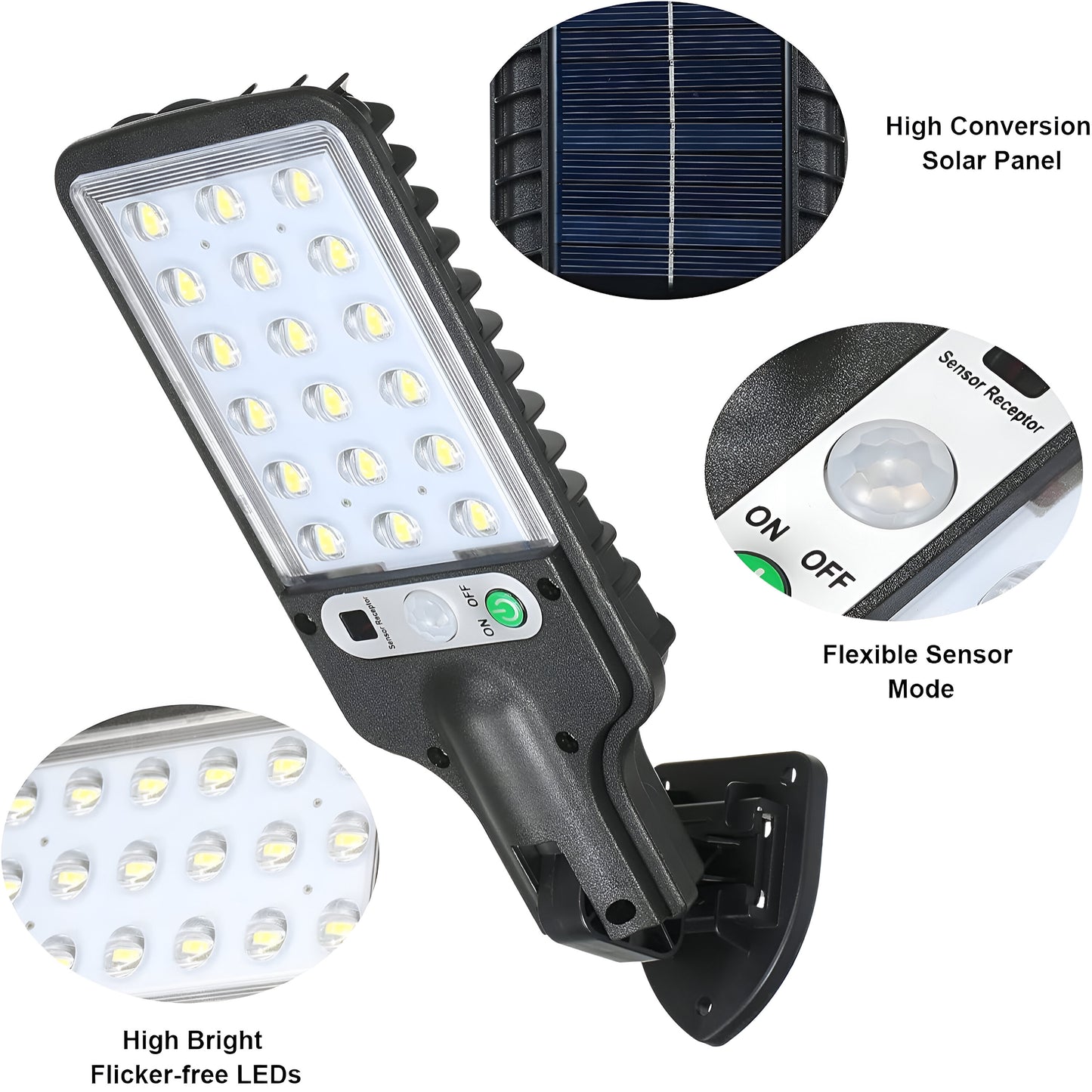 Solar Powered Sensor Street Lamp – Outdoor LED Wall Security Light with Motion Detection