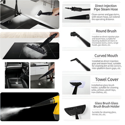 Portable Handheld Steam Cleaner | High-Temperature Pressurized Steam Cleaning Machine with 10 Accessories – For Home, Car, Kitchen, Bathroom, Sofa, and Window