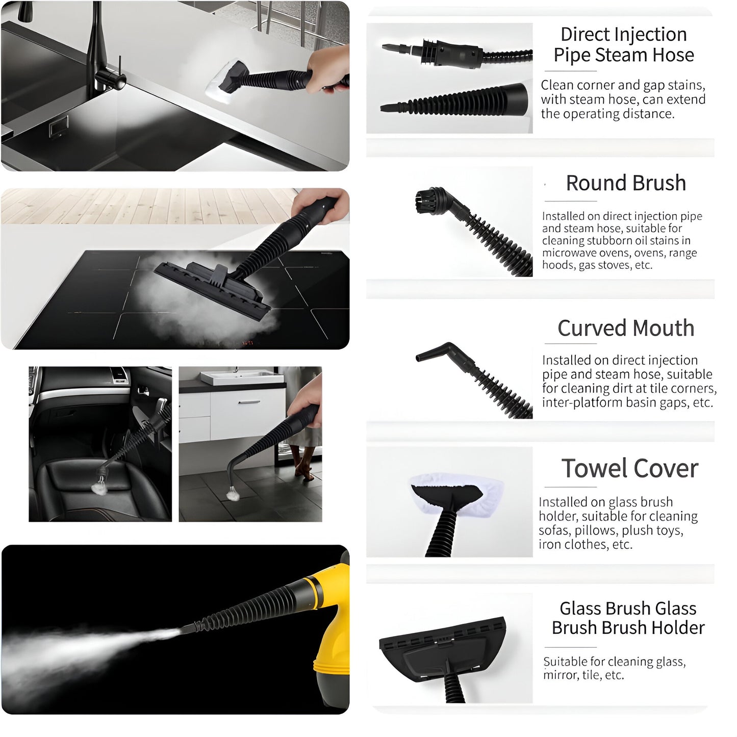 Portable Handheld Steam Cleaner | High-Temperature Pressurized Steam Cleaning Machine with 10 Accessories – For Home, Car, Kitchen, Bathroom, Sofa, and Window