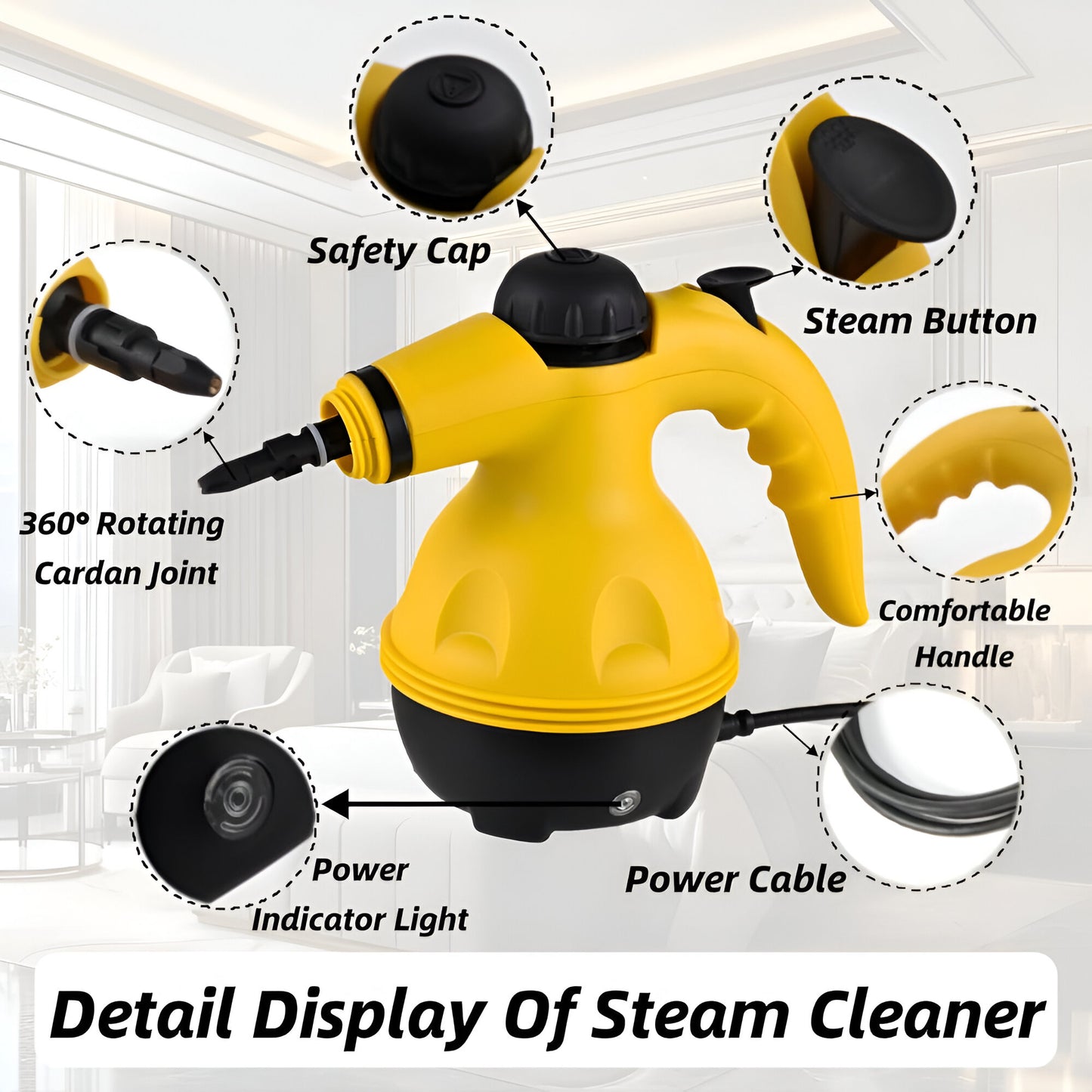 Portable Handheld Steam Cleaner | High-Temperature Pressurized Steam Cleaning Machine with 10 Accessories – For Home, Car, Kitchen, Bathroom, Sofa, and Window