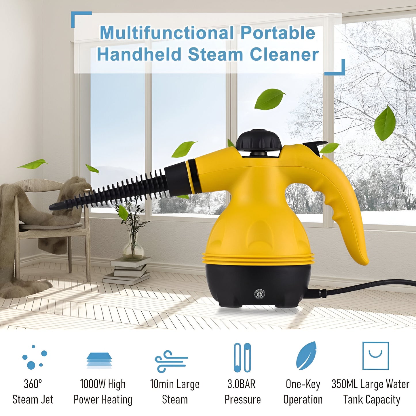 Portable Handheld Steam Cleaner | High-Temperature Pressurized Steam Cleaning Machine with 10 Accessories – For Home, Car, Kitchen, Bathroom, Sofa, and Window