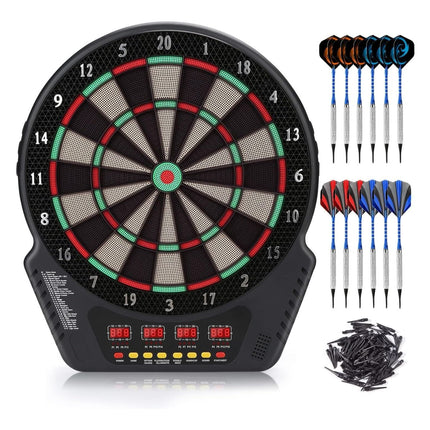 Electronic Dart 4 Board Set with LED Display – 27 Games, 243 Variations, Soft-Tip Safety Darts