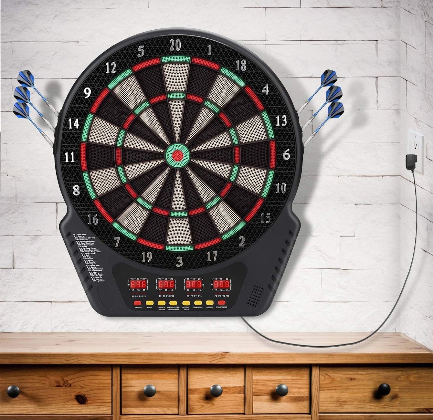 Electronic Dart 4 Board Set with LED Display – 27 Games, 243 Variations, Soft-Tip Safety Darts