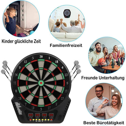Electronic Dart 4 Board Set with LED Display – 27 Games, 243 Variations, Soft-Tip Safety Darts