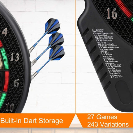 Electronic Dart 4 Board Set with LED Display – 27 Games, 243 Variations, Soft-Tip Safety Darts