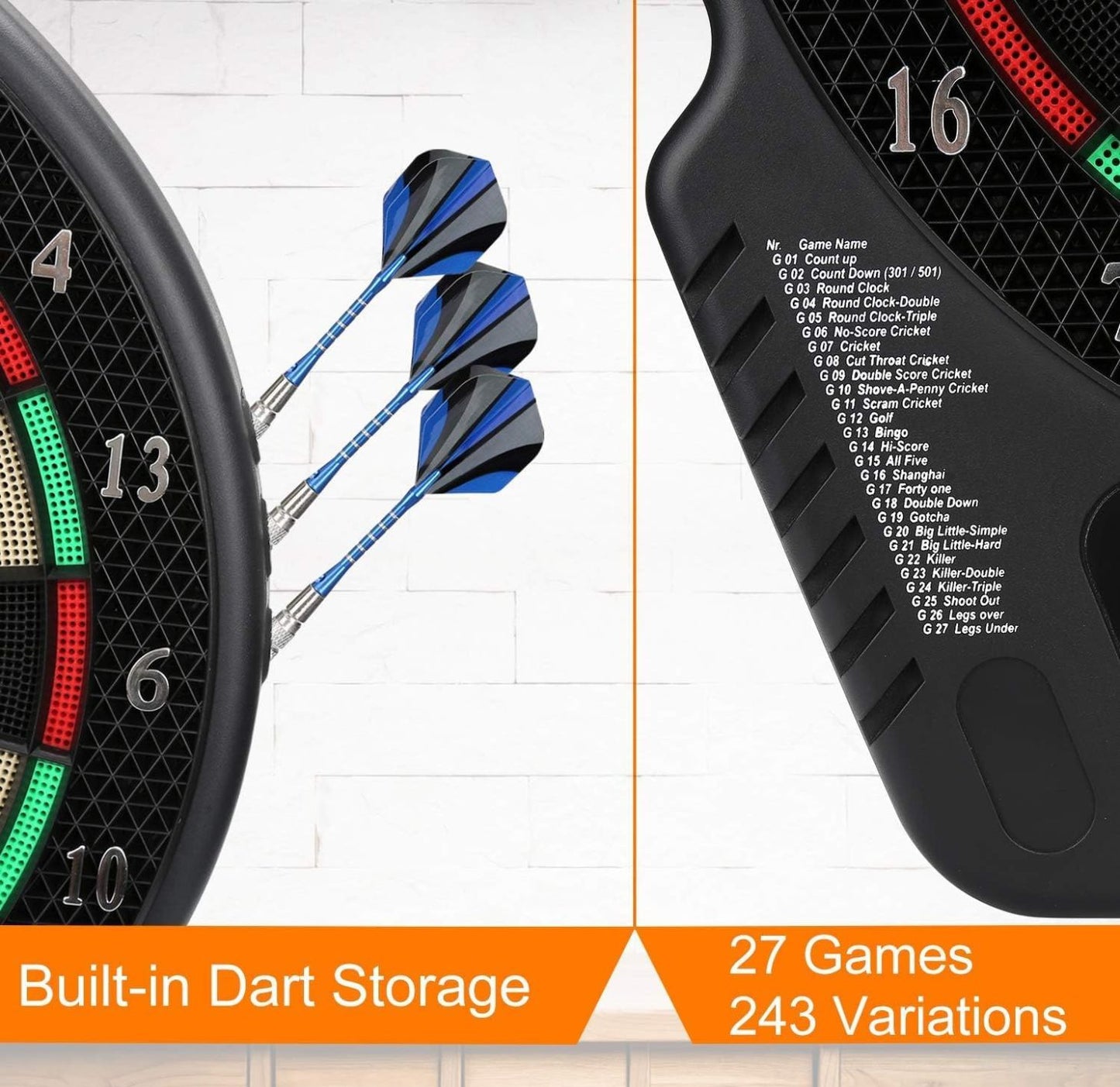 Electronic Dart 4 Board Set with LED Display – 27 Games, 243 Variations, Soft-Tip Safety Darts