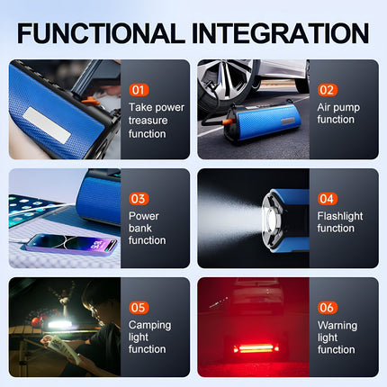 TS03 4-in-1 Jump Starter & Air Pump | 10000mAh Power Bank, Tire Inflator & LED Flashlight