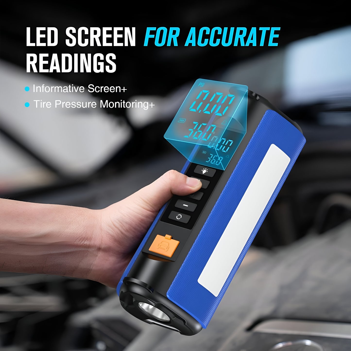 TS03 4-in-1 Jump Starter & Air Pump | 10000mAh Power Bank, Tire Inflator & LED Flashlight