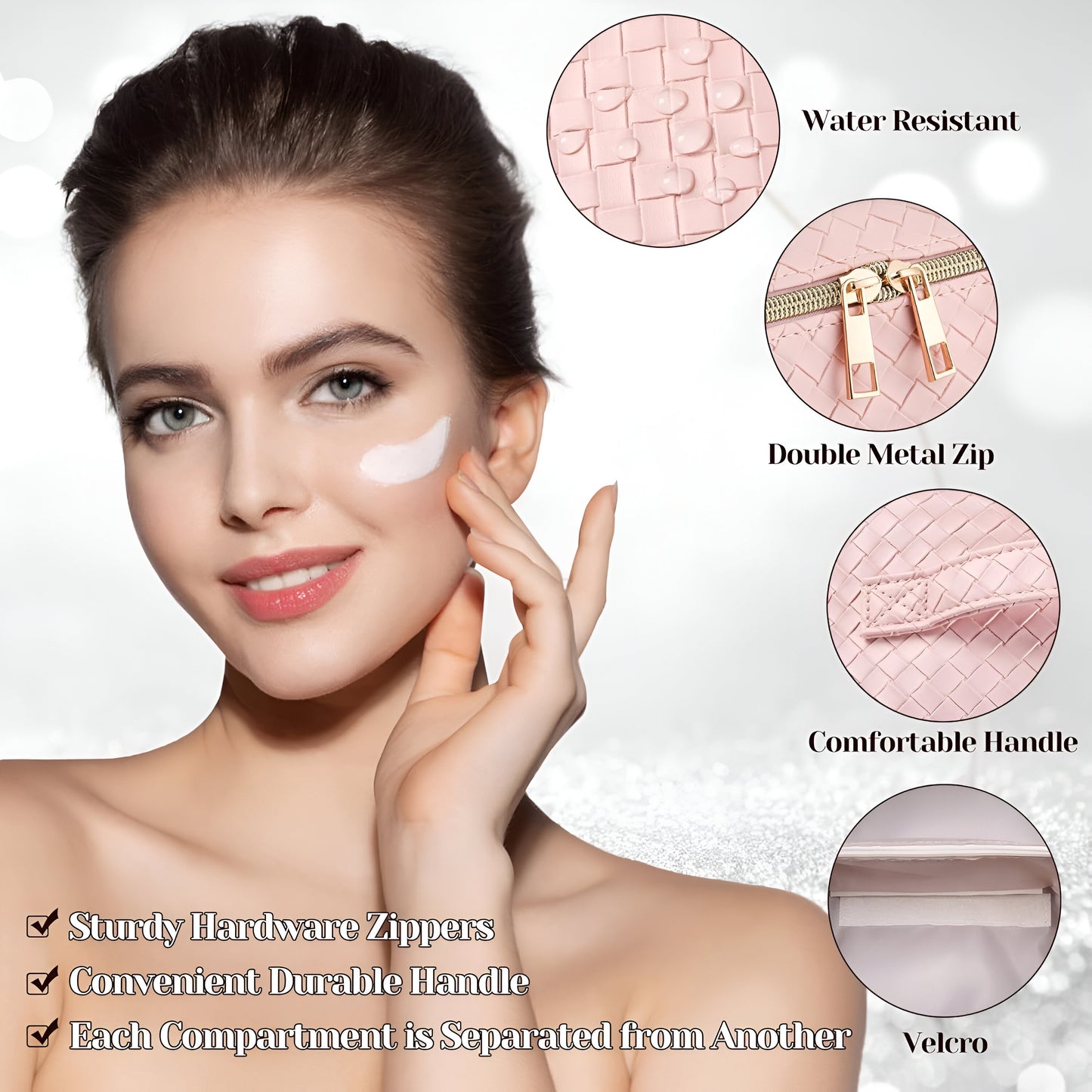 Makeup Bag – Large Capacity | Waterproof Travel Cosmetic Organizer with Handle & Divider