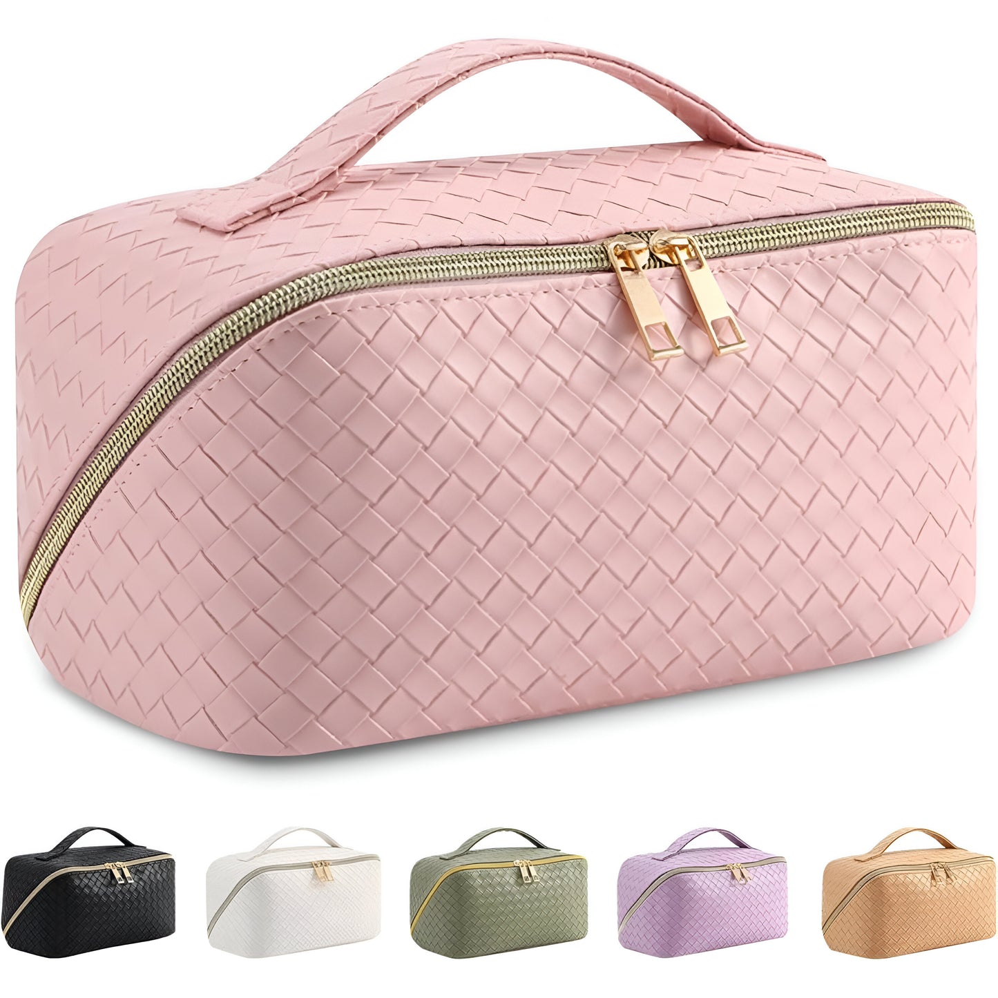 Makeup Bag – Large Capacity | Waterproof Travel Cosmetic Organizer with Handle & Divider