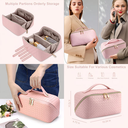 Makeup Bag – Large Capacity | Waterproof Travel Cosmetic Organizer with Handle & Divider