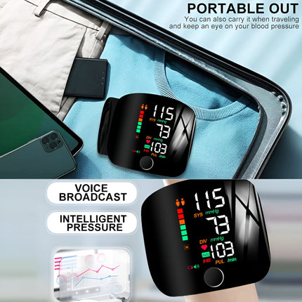 Wrist Electronic Sphygmomanometer – Voice Broadcast, 2-User Memory, Portable Health Tracker