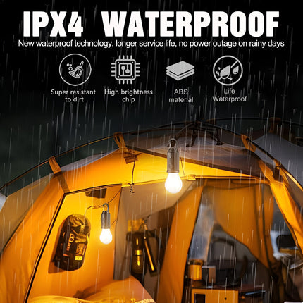 Solar Camping Lamp – Waterproof LED Light with Hook & Type-C Charging