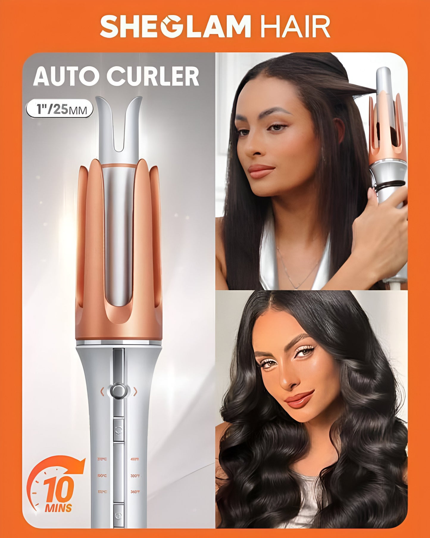SHEGLAM HAIR Auto Curler - Automatic Curling Iron with Fast Heating, 3 Temperature Settings, 2-Way Rotation, Anti-Scald & Tangle-Free Design