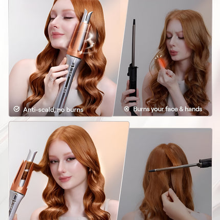 SHEGLAM HAIR Auto Curler - Automatic Curling Iron with Fast Heating, 3 Temperature Settings, 2-Way Rotation, Anti-Scald & Tangle-Free Design
