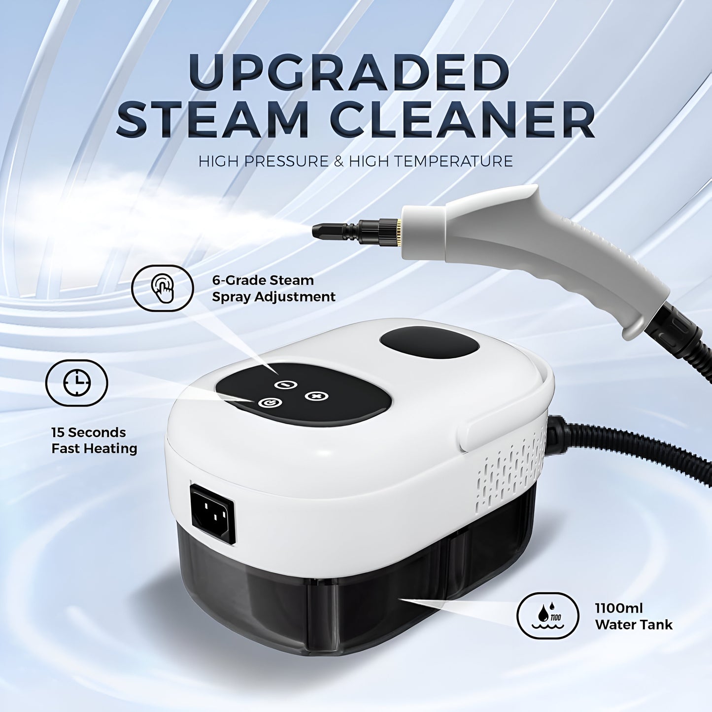 Handheld Steam Cleaner 2500W – 6-in-1 High-Pressure Steamer with Smart Touch Control, Fast Heating & 1100ml Tank