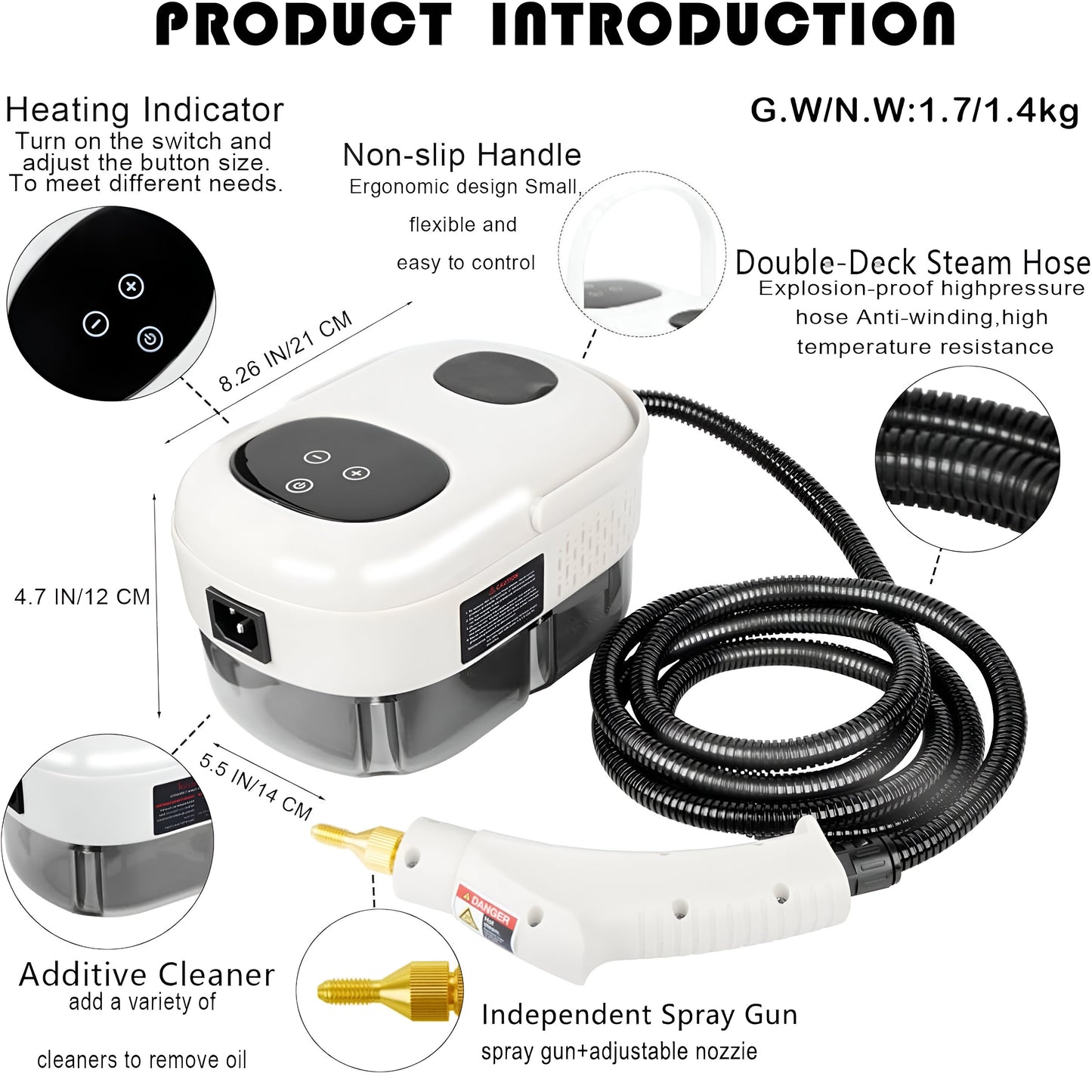 Handheld Steam Cleaner 2500W – 6-in-1 High-Pressure Steamer with Smart Touch Control, Fast Heating & 1100ml Tank