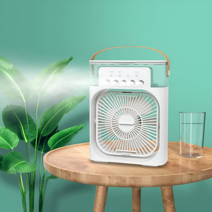 Mini Cooling Fan – Portable 3-in-1 Air Conditioner | Humidifier | LED Night Light | 600ml Tank | USB Powered