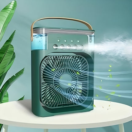 Mini Cooling Fan – Portable 3-in-1 Air Conditioner | Humidifier | LED Night Light | 600ml Tank | USB Powered