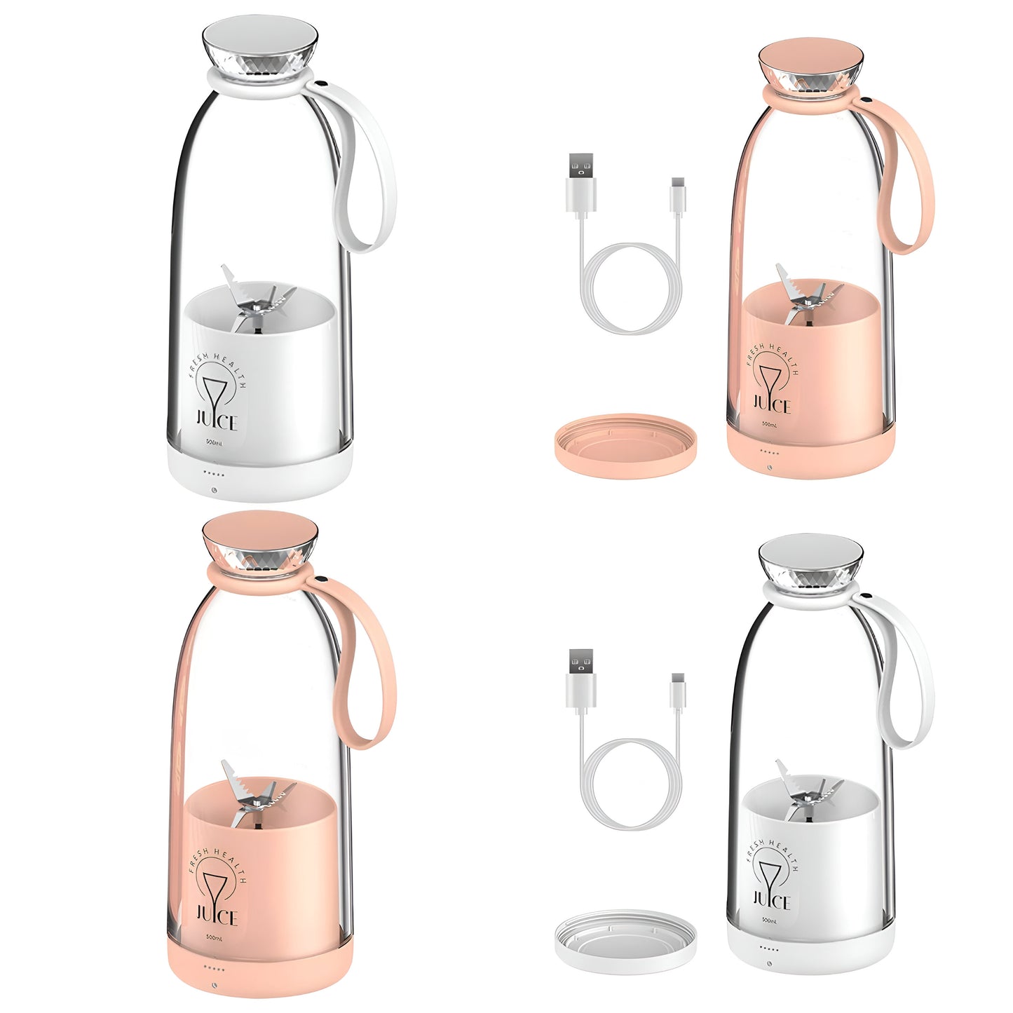 Portable Juice Blender 500ml – Rechargeable & Easy to Clean