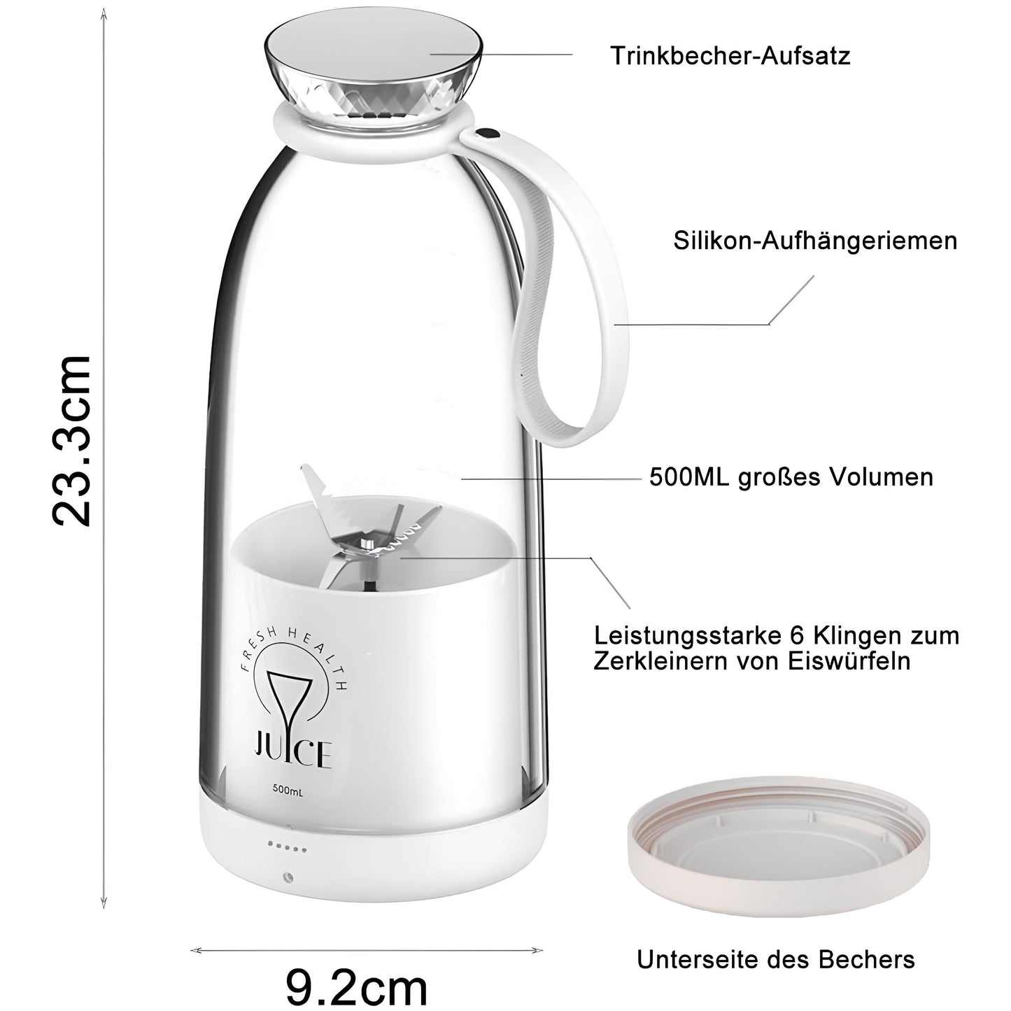 Portable Juice Blender 500ml – Rechargeable & Easy to Clean